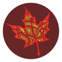 Autumn Leaf Round Stickers