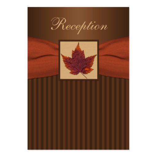 Autumn Leaf, Stripes Reception Enclosure Card Business Cards (front side)
