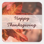 Autumn Leaf Thanksgiving Square Sticker