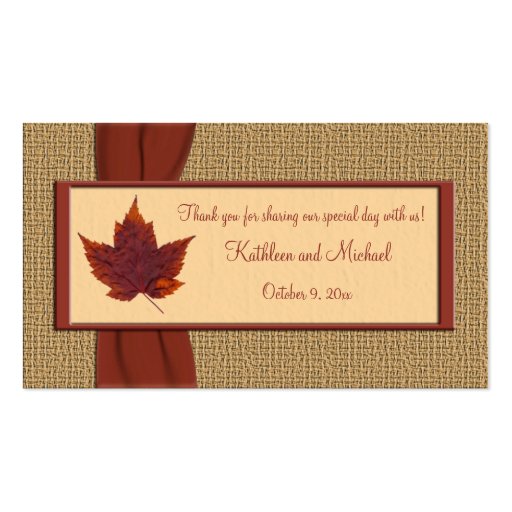 Autumn Leaf Wedding Favor Tag Business Cards (front side)