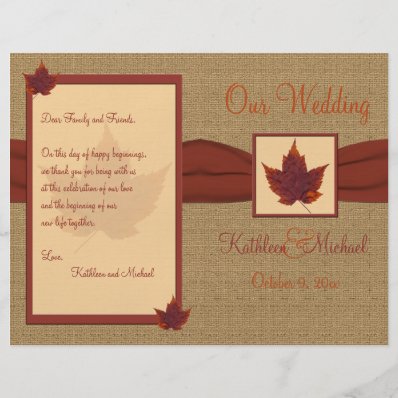 Autumn Leaf Wedding Program Custom Flyer