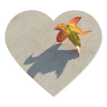 Autumn Leaf with Shadow Heart Stickers
