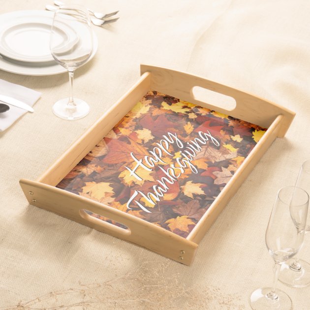 Autumn Leaves 6 Happy Thanksgiving Serving Tray