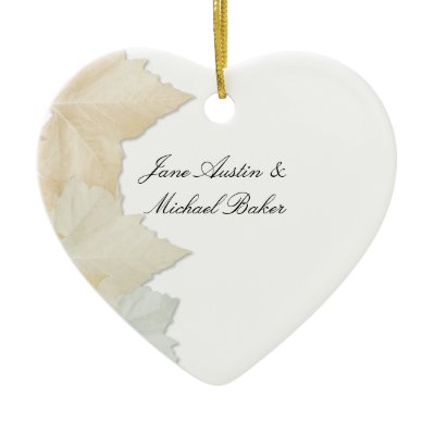 Autumn Leaves, A Fall Wedding Romantic Heart Christmas Ornament