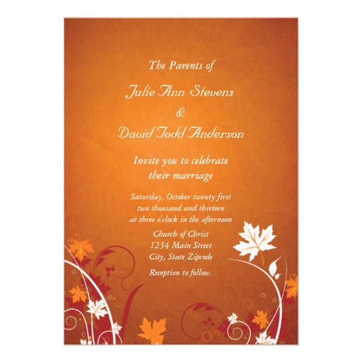 Autumn Leaves Abstract Wedding Invitation