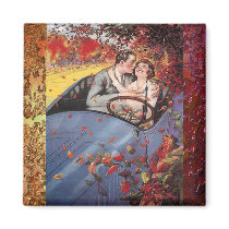 Autumn Leaves and a Convertible Vintage Magnet by VintageVintage Autumn Leaves and a Convertible Vintage Magnet