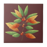 Autumn Leaves and Berries Ceramic Tile