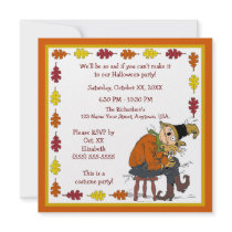 Autumn Leaves and Scraecrow Halloween Party Custom Invitations