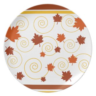 Autumn leaves and spiral party plate