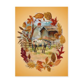 AUTUMN LEAVES & APPALOOSA by SHARON SHARPE postcard