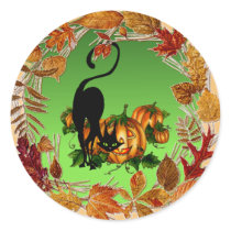 AUTUMN LEAVES BLACK CAT by SHARON SHARPE Sticker