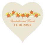 Autumn Leaves Border Wedding Sticker Orange Yellow