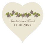 Autumn Leaves Border Wedding Stickers, Brown/Green