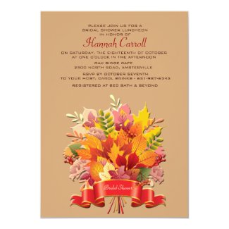 Autumn Leaves Bouquet Invitation 5" X 7" Invitation Card