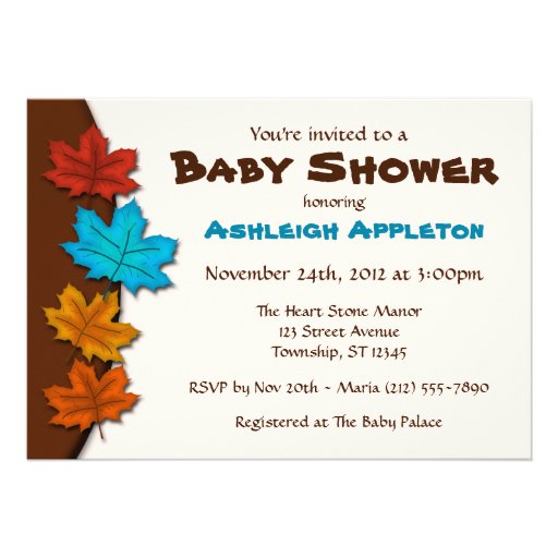 Autumn Leaves Boy Baby Shower Invitations (front side)