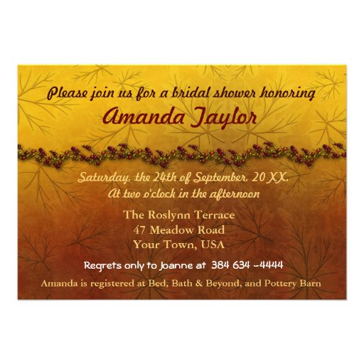 Autumn Leaves Bridal Shower Fall Custom Invites