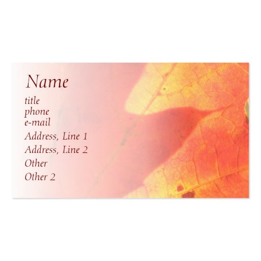 Autumn Leaves Business Cards (back side)