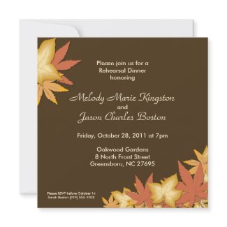 Autumn Leaves Chocolate Brown Square Invitations invitation