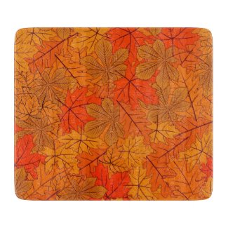 Autumn Leaves Decorative Glass Cutting Board