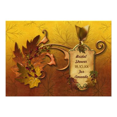 Autumn Leaves Fall Bridal Shower Invitation