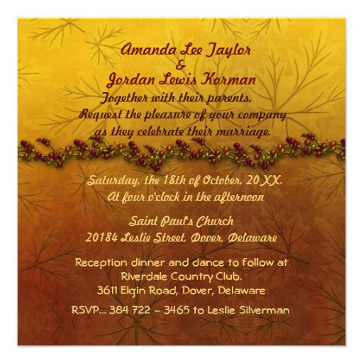 Autumn Leaves Fall Wedding Invitation