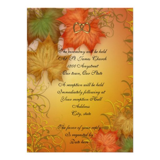 Autumn leaves Fall wedding Invitation large