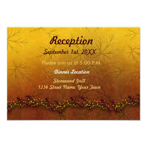 Autumn Leaves Fall Wedding Reception Personalized Announcement