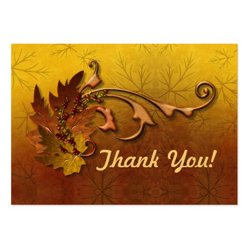 Autumn Leaves Fall Wedding -Thank You Business Cards (front side)