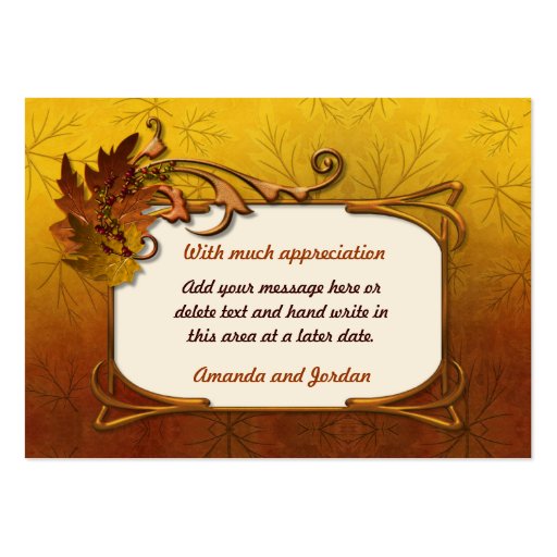 Autumn Leaves Fall Wedding -Thank You Business Cards (back side)