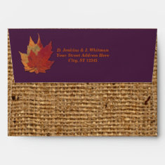 Autumn Leaves, FAUX Burlap A7 Envelope