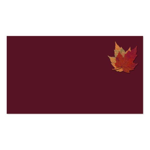 Autumn Leaves, FAUX Burlap Place Card - Wine Business Card Template (back side)