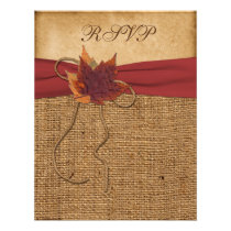 Autumn Leaves, FAUX Burlap RSVP Card invitations