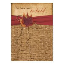 Autumn Leaves, FAUX Burlap Wedding Invitation invitations