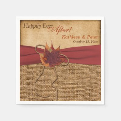 Autumn Leaves, FAUX Burlap Wedding Napkins 2