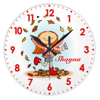 Autumn leaves girls name wall clock