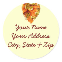 Autumn leaves heart address sticker