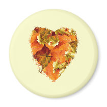 Autumn leaves heart fridge magnets