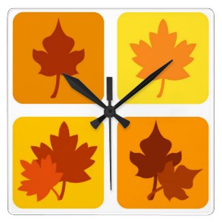 Autumn leaves icons square wall clocks