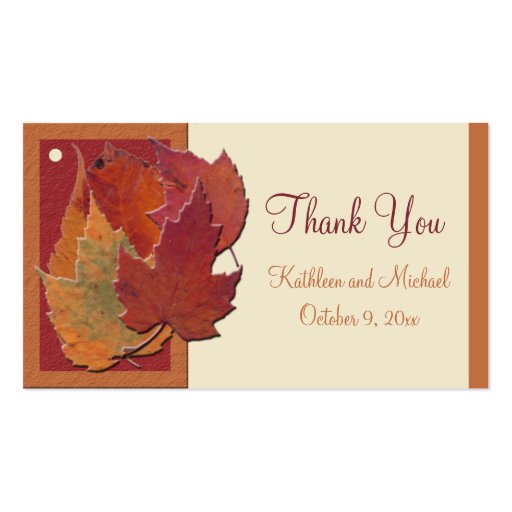 Autumn Leaves II Wedding Favor Tag Business Card Templates (front side)