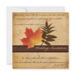 Autumn Leaves on Aged Paper Square Invitation
