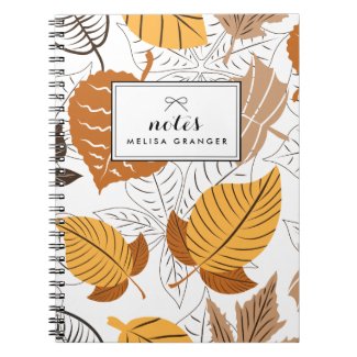 Autumn Leaves Pattern Personalized Notebook