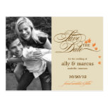 Autumn Leaves Photo Save The Date Postcard