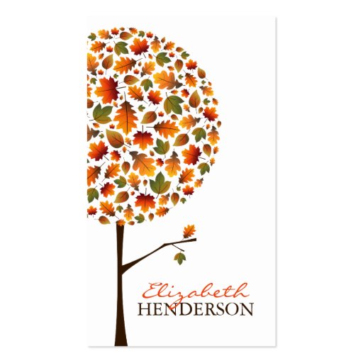 Autumn Leaves Pop Tree Nature Business Card (front side)