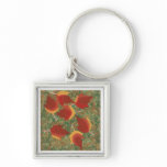 Autumn Leaves Red Maple Abstract on Grass keychains
