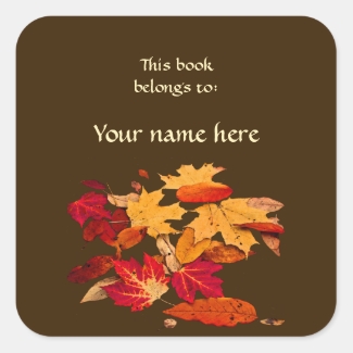 Autumn Leaves Red Yellow Orange Brown Bookplate