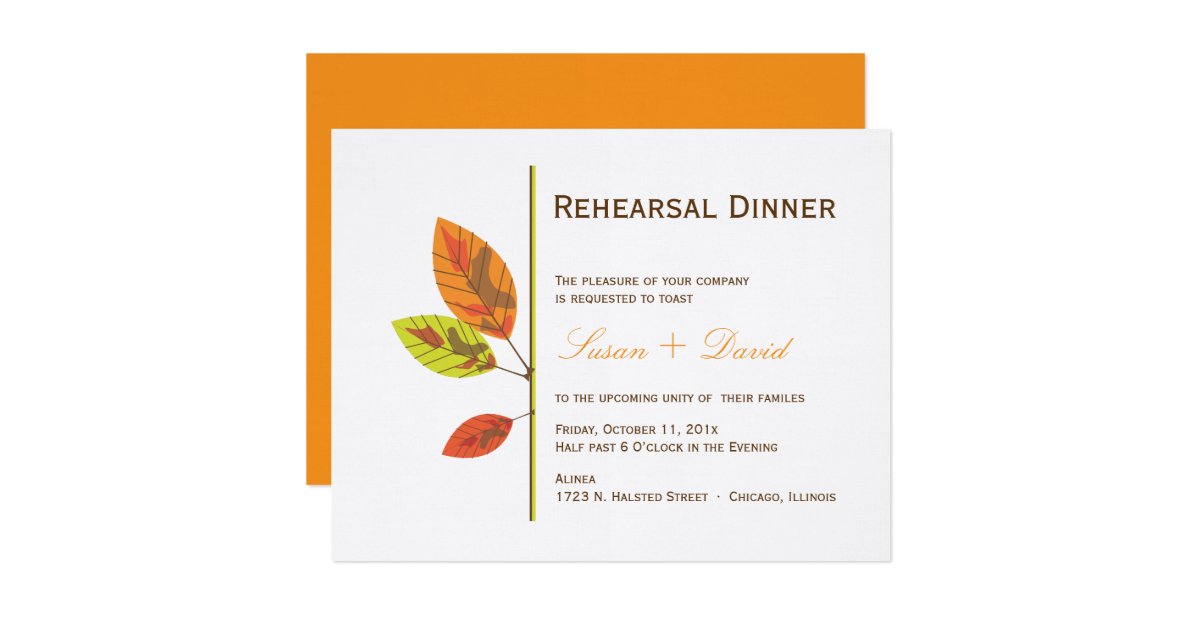 Autumn Leaves Rehearsal Dinner Invitation Zazzle