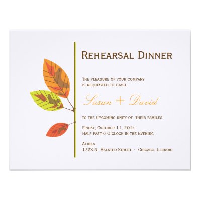 Autumn Leaves Rehearsal Dinner Invitation