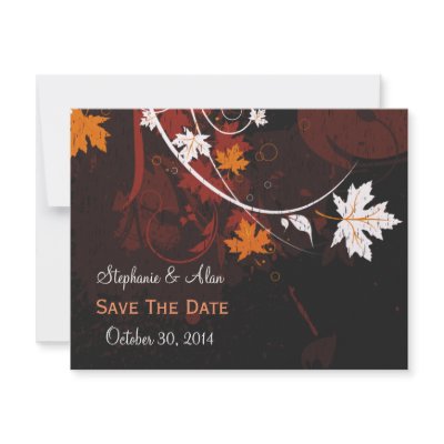 Autumn Leaves Save The Date Cards Custom Announcement by dlgray