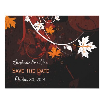 Autumn Leaves Save The Date Cards Custom Announcement