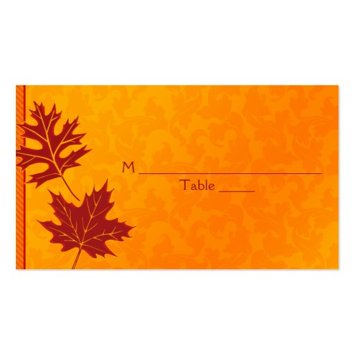 Autumn Leaves Special Occasion Place Cards Business Card Templates (back side)